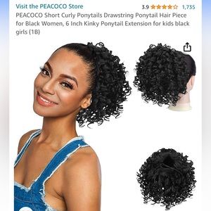 6 Inch Kinky Ponytail Extension Drawstring Ponytail Hair Piece